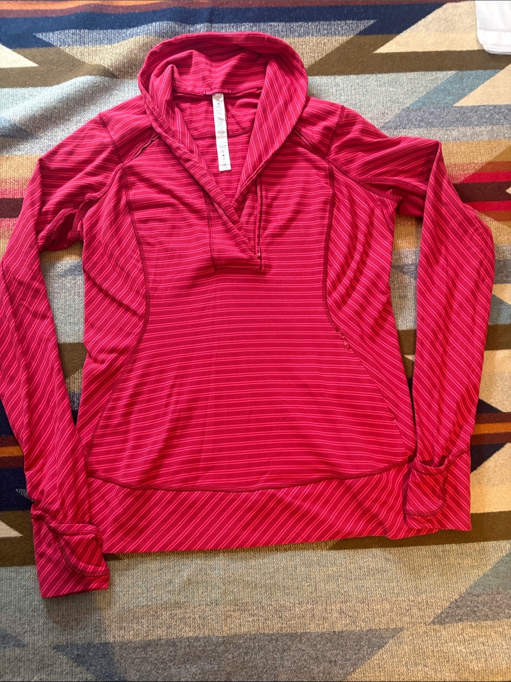 lululemon athletica Pink/Red Striped zip up coat